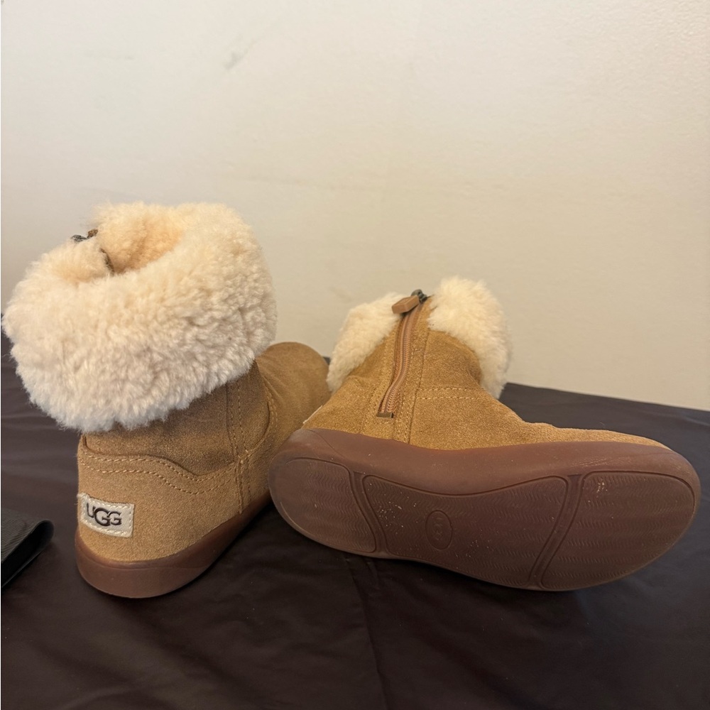 UGG Kids Tan Boots with Cream Fur